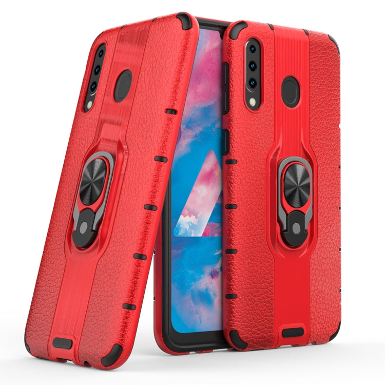 Litchi Texture PC + TPU Combination Case with Magnetic Ring Holder For Galaxy M30