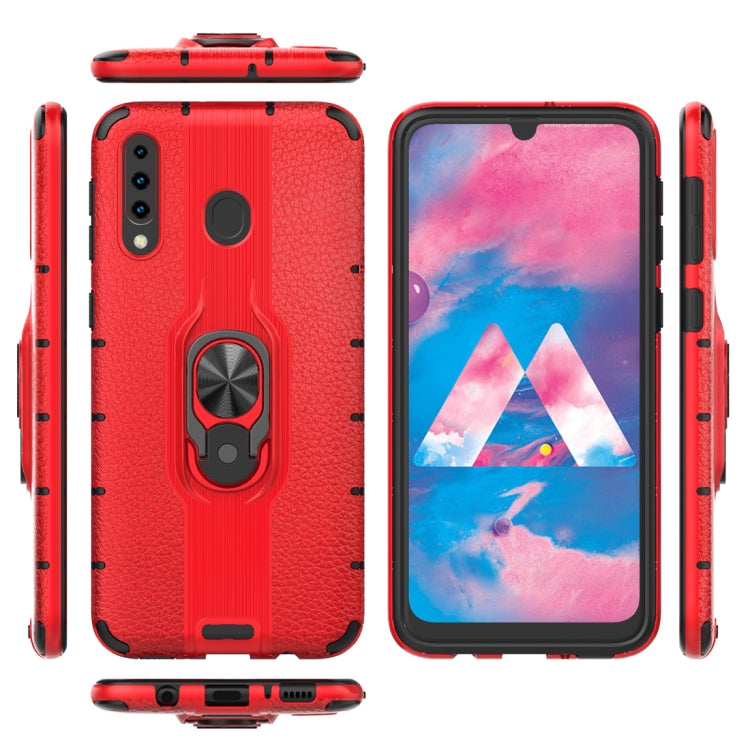 Litchi Texture PC + TPU Combination Case with Magnetic Ring Holder For Galaxy M30