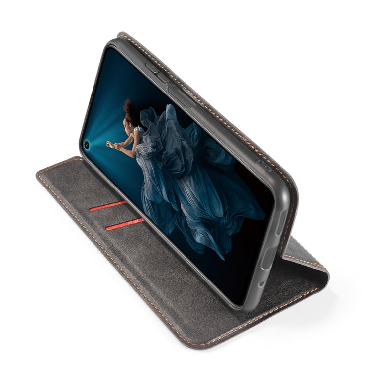 Retro Simple Ultra-thin Magnetic Leather Case with Holder & Card Slots & Lanyard for Huawei Nova 5 / Nova 5 Pro