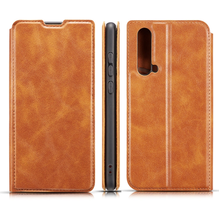 Retro Simple Ultra-thin Magnetic Leather Case with Holder & Card Slots & Lanyard for Huawei Nova 5 / Nova 5 Pro