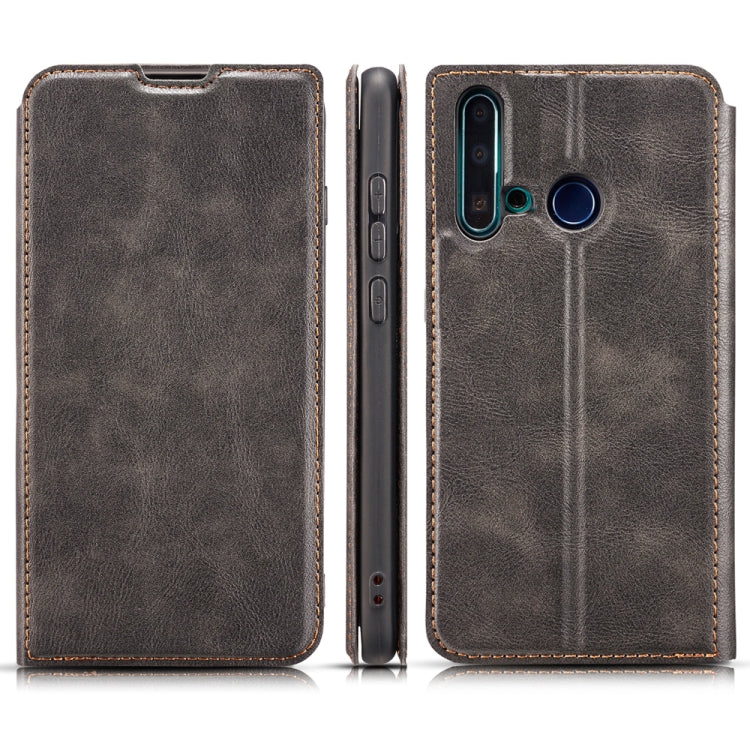 Retro Simple Ultra-thin Magnetic Leather Case with Holder & Card Slots & Lanyard for Huawei Nova 5i / P20 Lite (2019)