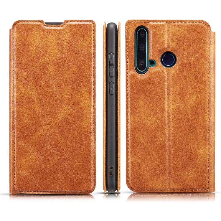 Retro Simple Ultra-thin Magnetic Leather Case with Holder & Card Slots & Lanyard for Huawei Nova 5i / P20 Lite (2019)