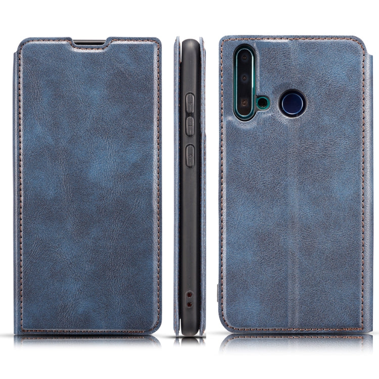 Retro Simple Ultra-thin Magnetic Leather Case with Holder & Card Slots & Lanyard for Huawei Nova 5i / P20 Lite (2019)