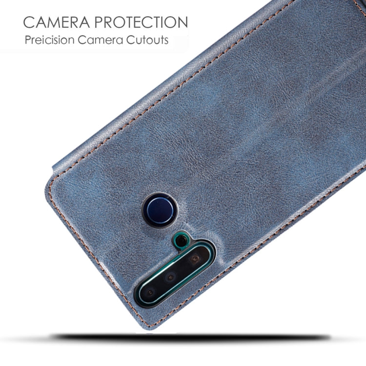 Retro Simple Ultra-thin Magnetic Leather Case with Holder & Card Slots & Lanyard for Huawei Nova 5i / P20 Lite (2019)