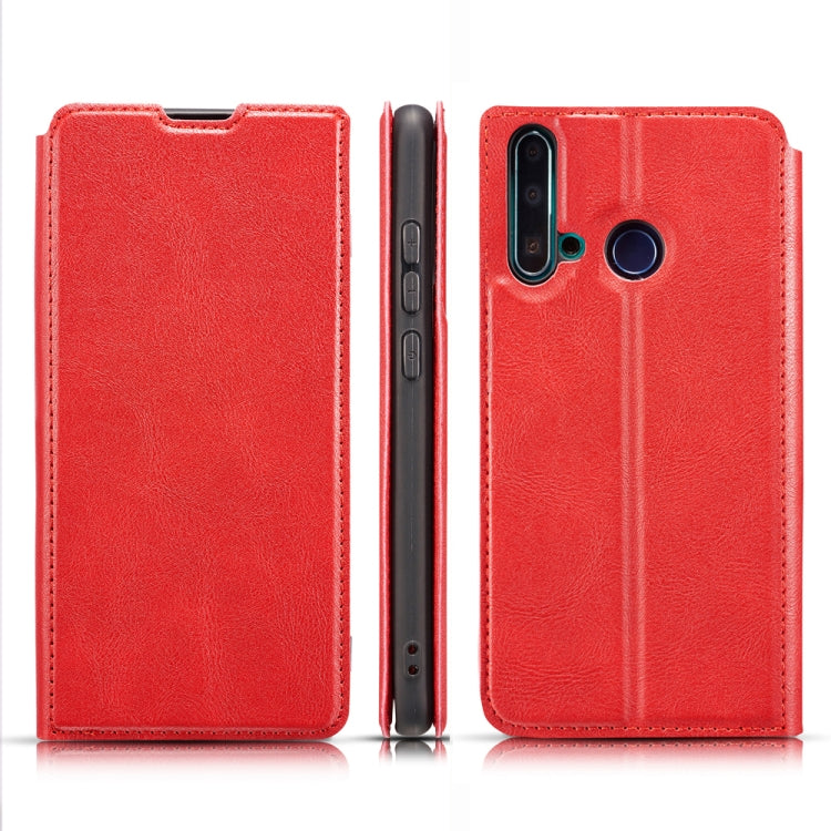 Retro Simple Ultra-thin Magnetic Leather Case with Holder & Card Slots & Lanyard for Huawei Nova 5i / P20 Lite (2019)