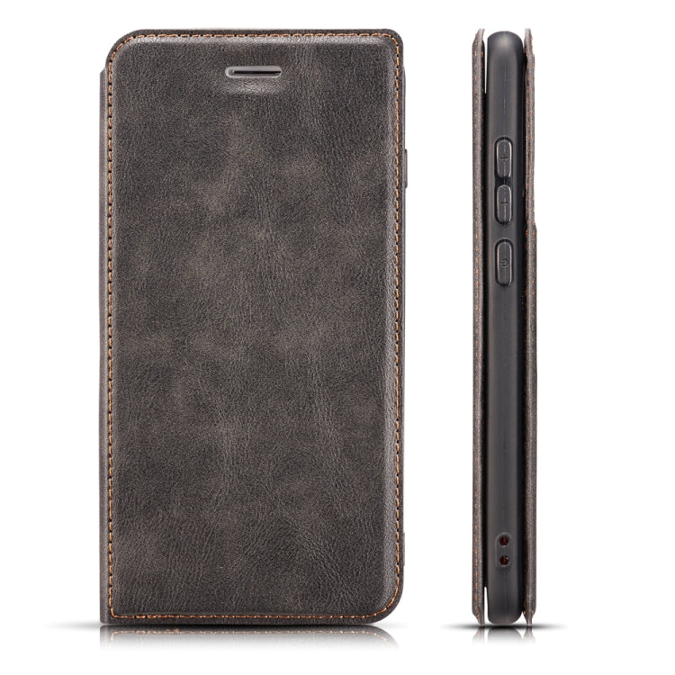 Retro Simple Ultra-thin Magnetic Leather Case with Holder & Card Slots & Lanyard for Galaxy Note 10+