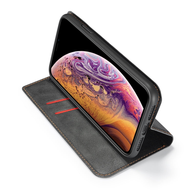 Retro Simple Ultra-thin Magnetic Leather Case with Holder & Card Slots & Lanyard for iPhone 11
