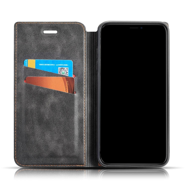 Retro Simple Ultra-thin Magnetic Leather Case with Holder & Card Slots & Lanyard for iPhone 11