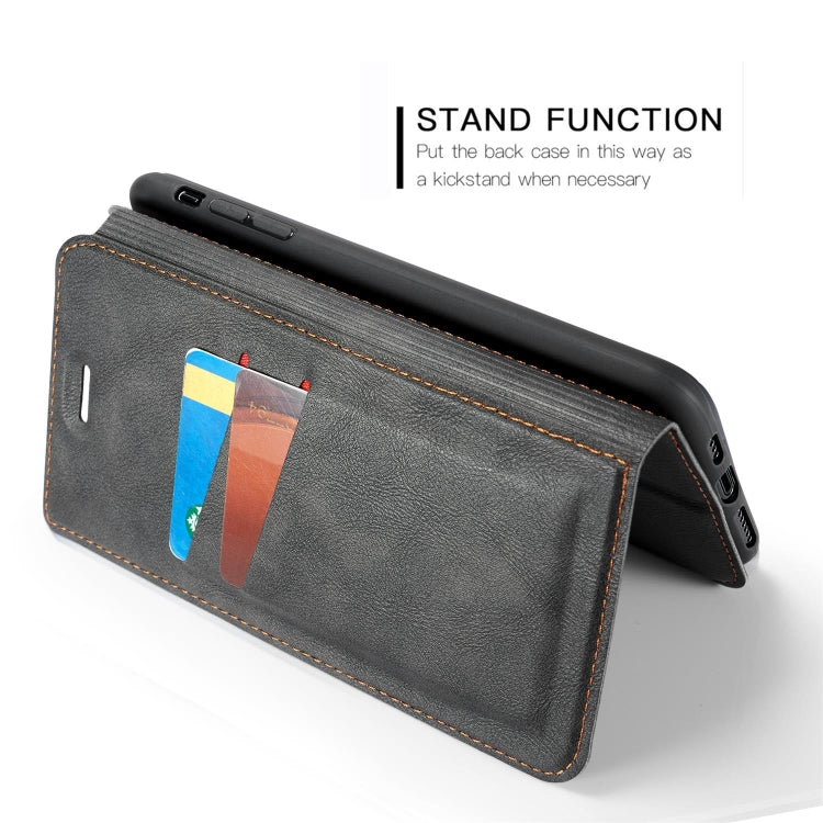 Retro Simple Ultra-thin Magnetic Leather Case with Holder & Card Slots & Lanyard for iPhone 11
