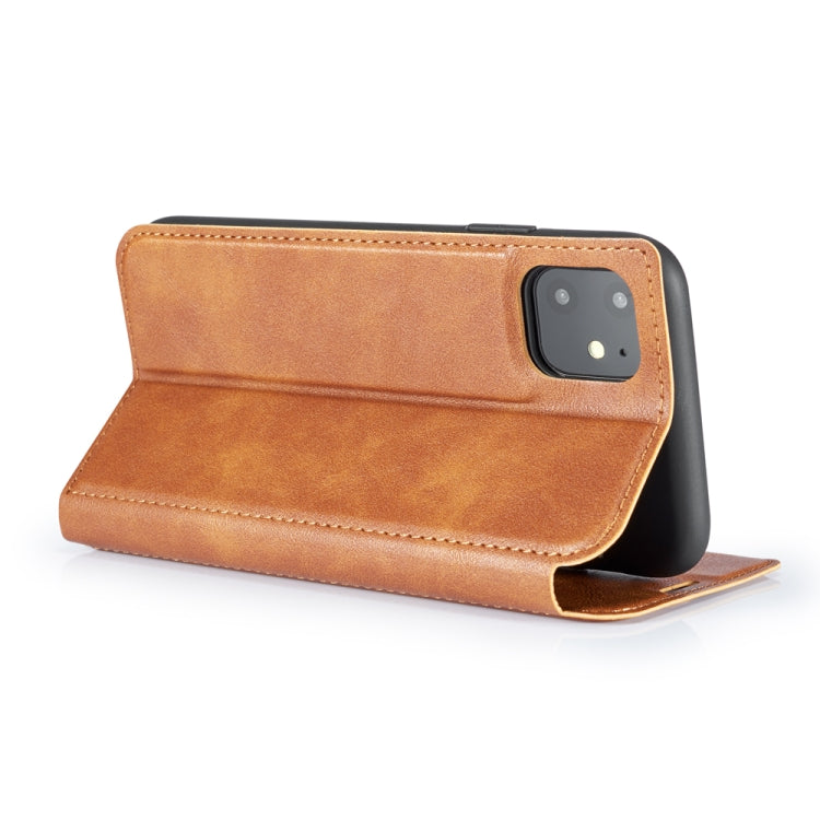Retro Simple Ultra-thin Magnetic Leather Case with Holder & Card Slots & Lanyard for iPhone 11