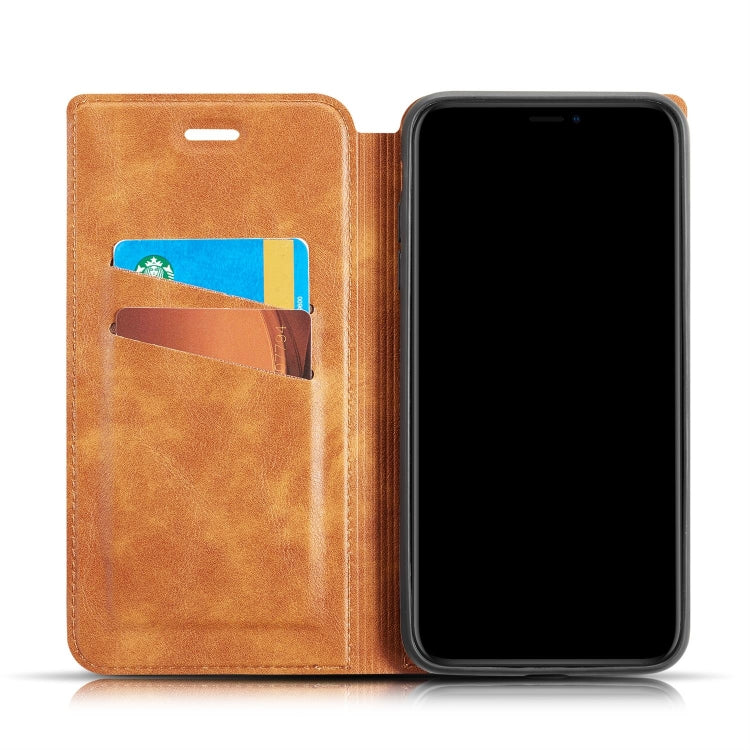 Retro Simple Ultra-thin Magnetic Leather Case with Holder & Card Slots & Lanyard for iPhone 11