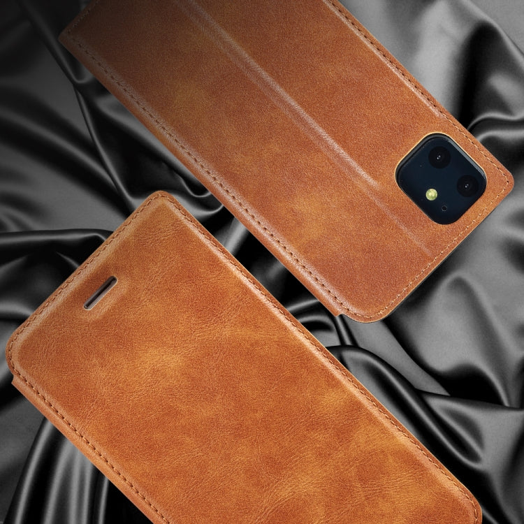 Retro Simple Ultra-thin Magnetic Leather Case with Holder & Card Slots & Lanyard for iPhone 11 Pro Max