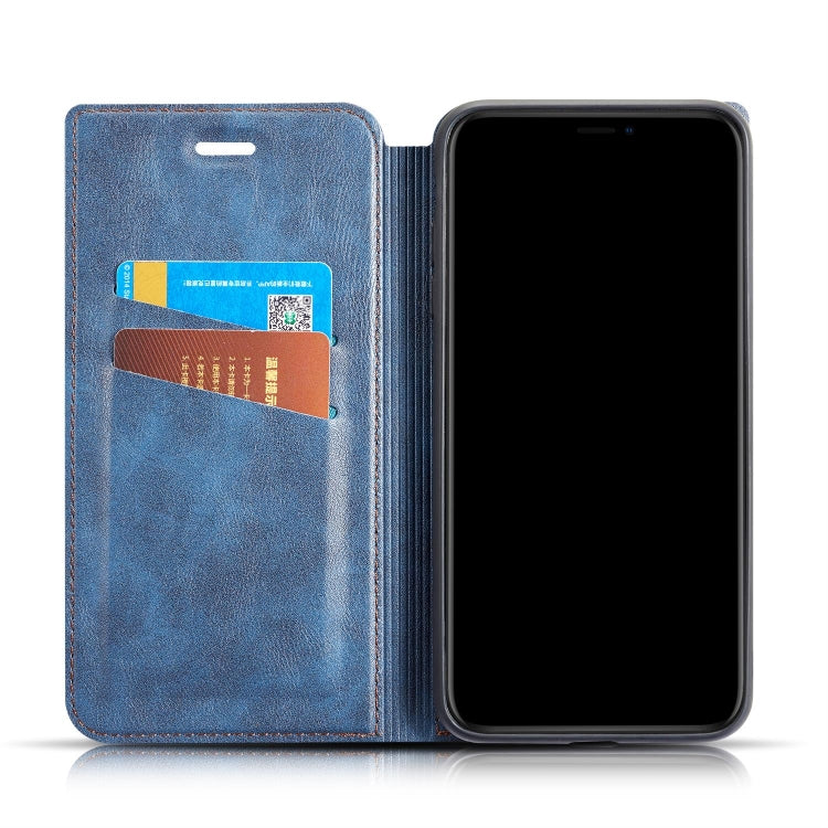 Retro Simple Ultra-thin Magnetic Leather Case with Holder & Card Slots & Lanyard for iPhone 11 Pro Max