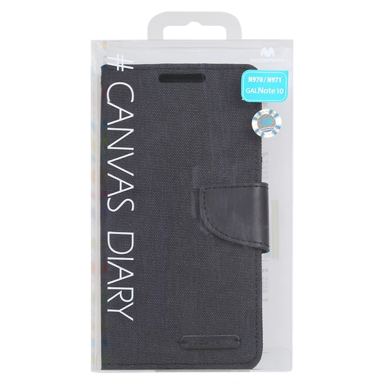 GOOSPERY CANVAS DIARY Horizontal Flip PU Leather Case with Card Slots & Wallet & Holder for Galaxy Note 10