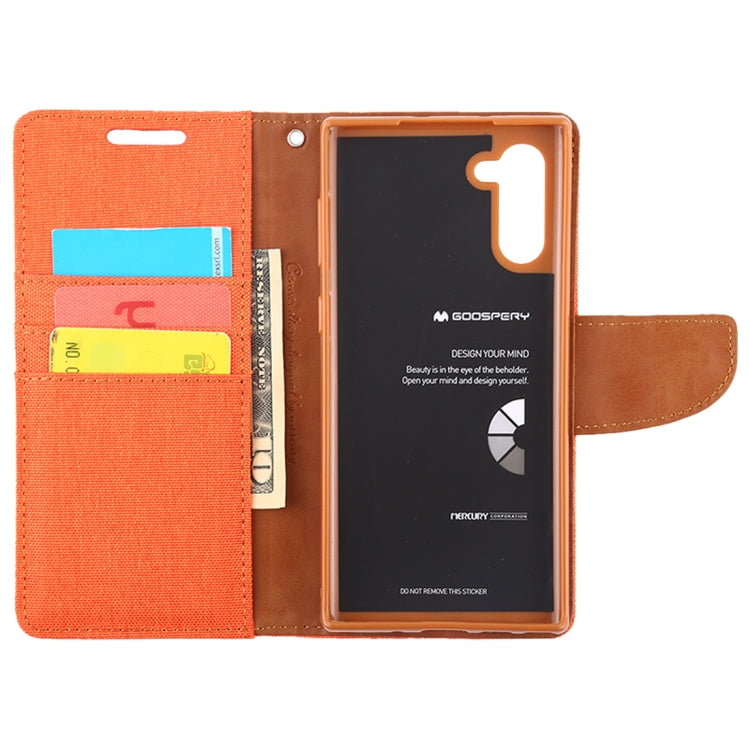 GOOSPERY CANVAS DIARY Horizontal Flip PU Leather Case with Card Slots & Wallet & Holder for Galaxy Note 10