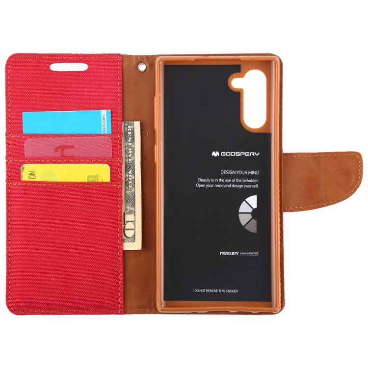 GOOSPERY CANVAS DIARY Horizontal Flip PU Leather Case with Card Slots & Wallet & Holder for Galaxy Note 10