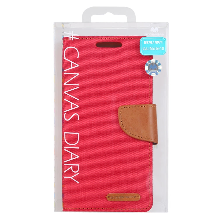 GOOSPERY CANVAS DIARY Horizontal Flip PU Leather Case with Card Slots & Wallet & Holder for Galaxy Note 10