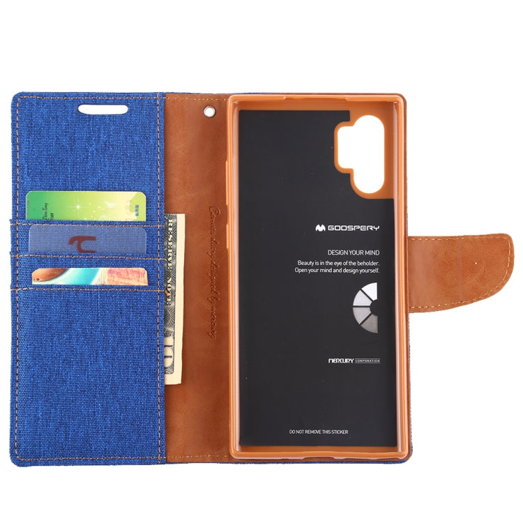 GOOSPERY CANVAS DIARY Horizontal Flip PU Leather Case with Card Slots & Wallet & Holder for Galaxy Note 10+