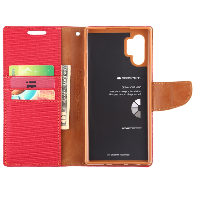 GOOSPERY CANVAS DIARY Horizontal Flip PU Leather Case with Card Slots & Wallet & Holder for Galaxy Note 10+