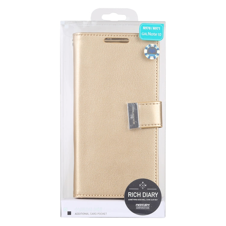 GOOSPERY RICH DIARY  PU + TPU Crazy Horse Texture Horizontal Flip Leather Case with Card Slots & Wallet for Galaxy Note 10