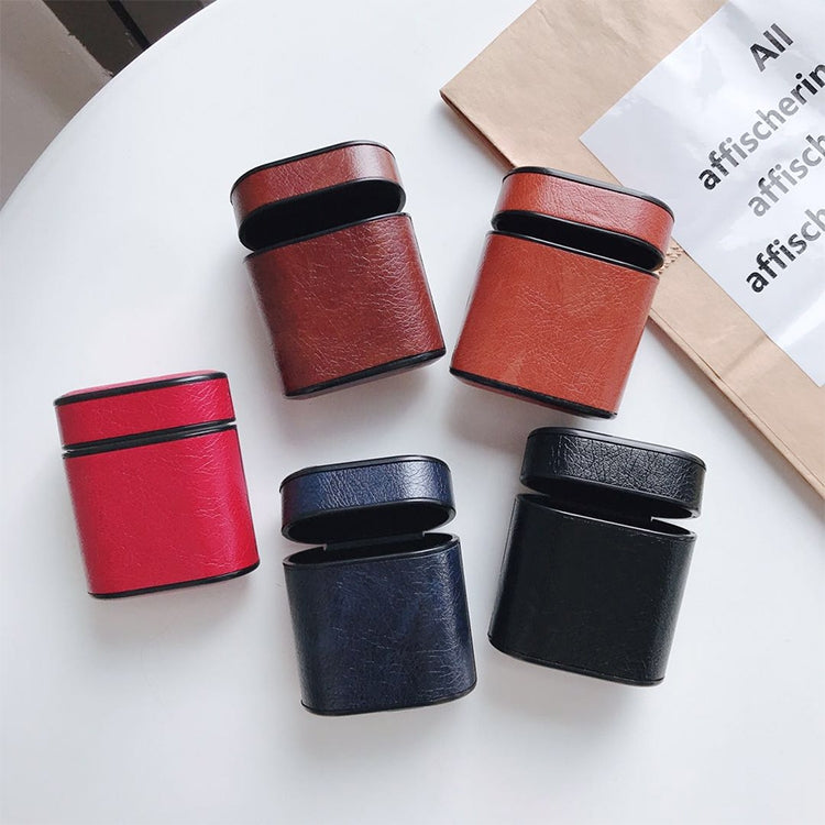 Leather Square Earphones Shockproof Protective Case for Apple AirPods 1 / 2