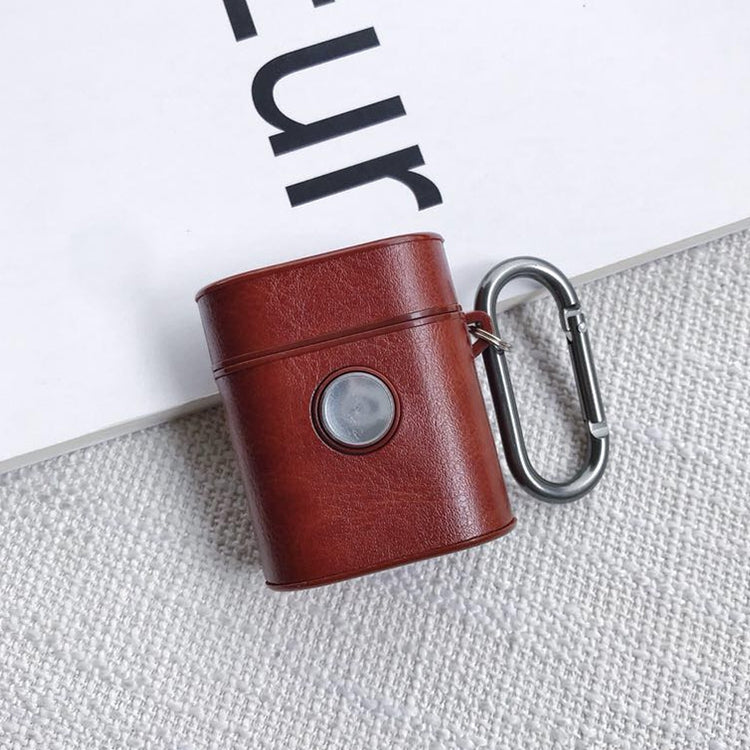 Leather Square Earphones Shockproof Protective Case with Fingertip Gyroscope for Apple AirPods 1 / 2