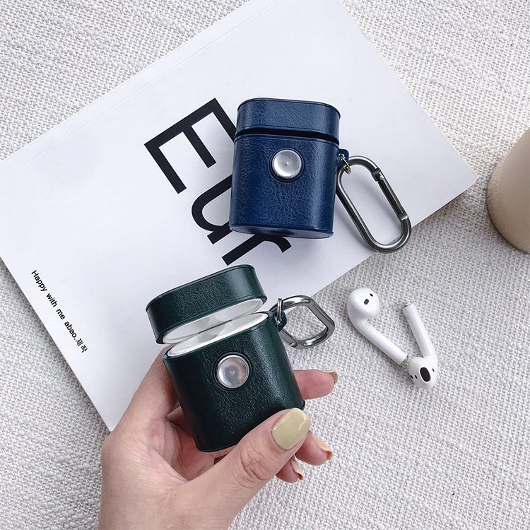Leather Square Earphones Shockproof Protective Case with Fingertip Gyroscope for Apple AirPods 1 / 2