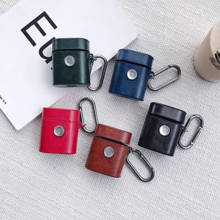 Leather Square Earphones Shockproof Protective Case with Fingertip Gyroscope for Apple AirPods 1 / 2