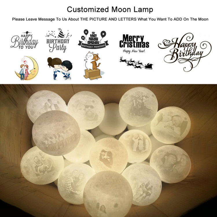 Customized 16-colors 3D Print Lamp USB Charging Energy-saving LED Night Light with Remote Control & Wooden Holder Base, Diameter:8cm