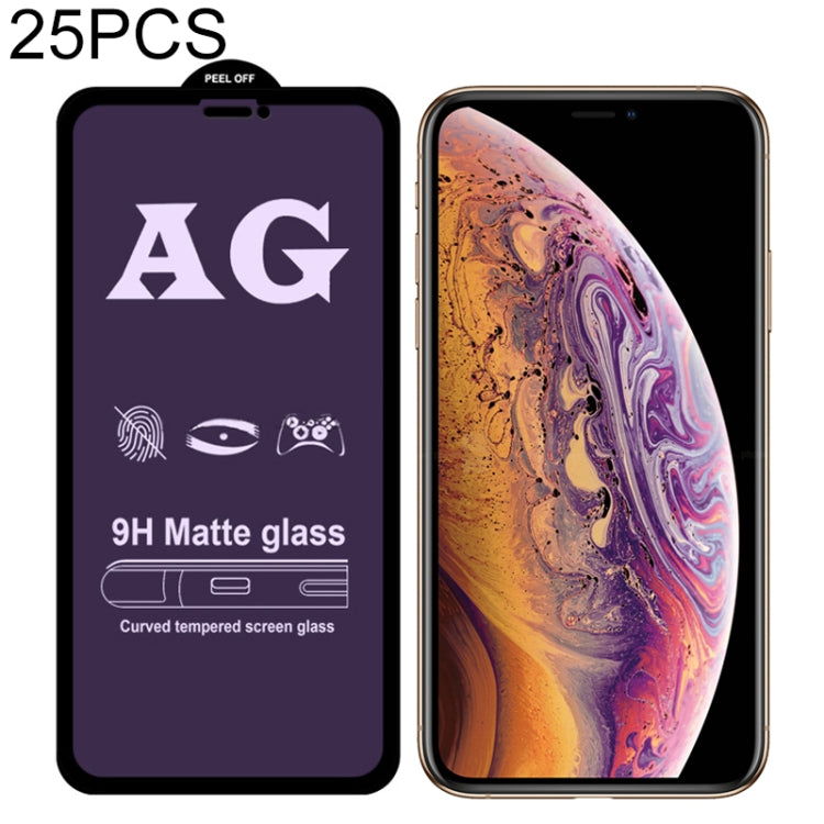 For iPhone XS / X 25pcs AG Matte Anti Blue Light Full Cover Tempered Glass Film