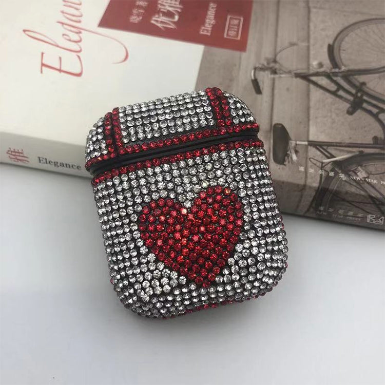 Love Pattern Diamonds Glitter Earphones Shockproof Protective Case for Apple AirPods 1 / 2