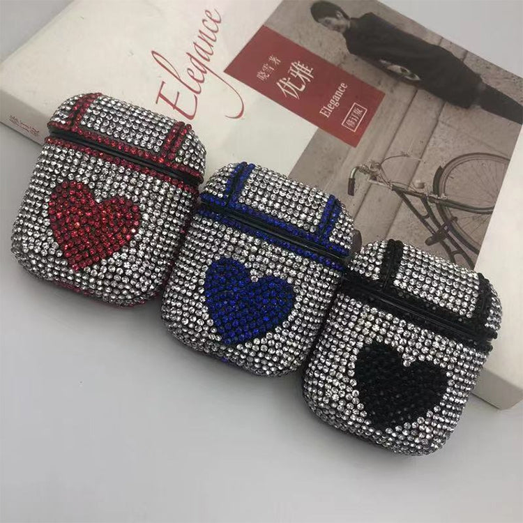 Love Pattern Diamonds Glitter Earphones Shockproof Protective Case for Apple AirPods 1 / 2