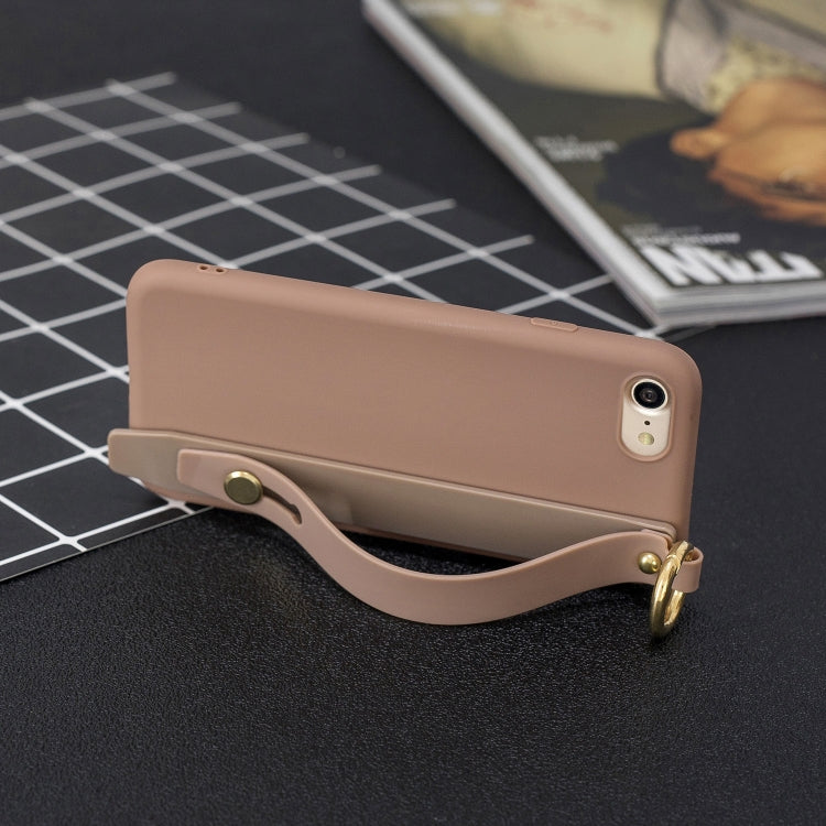 For iPhone SE 2022 / SE 2020 / 8 / 7 Shockproof Solid Color TPU Case with Wristband