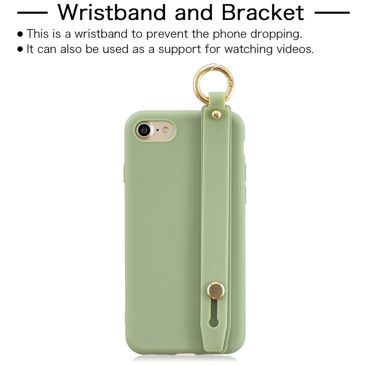 For iPhone SE 2022 / SE 2020 / 8 / 7 Shockproof Solid Color TPU Case with Wristband