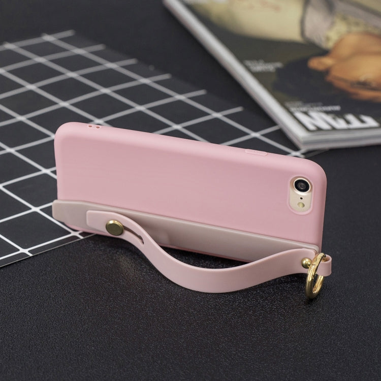 For iPhone SE 2022 / SE 2020 / 8 / 7 Shockproof Solid Color TPU Case with Wristband