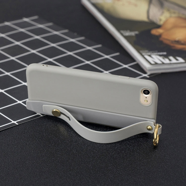 For iPhone SE 2022 / SE 2020 / 8 / 7 Shockproof Solid Color TPU Case with Wristband