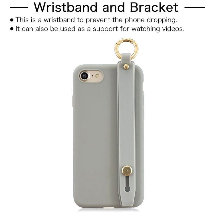 For iPhone SE 2022 / SE 2020 / 8 / 7 Shockproof Solid Color TPU Case with Wristband