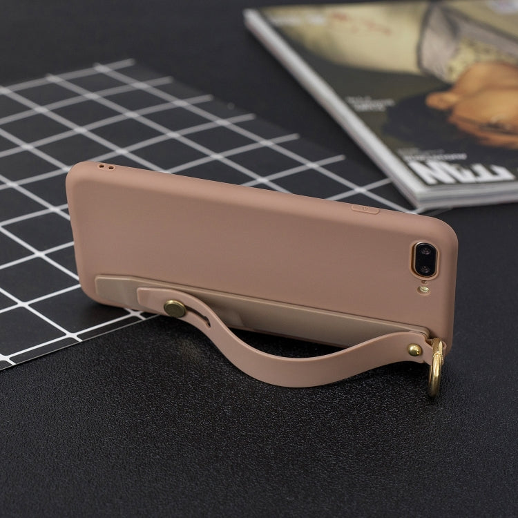 Shockproof Solid Color TPU Case with Wristband For iPhone 8 Plus / 7 Plus