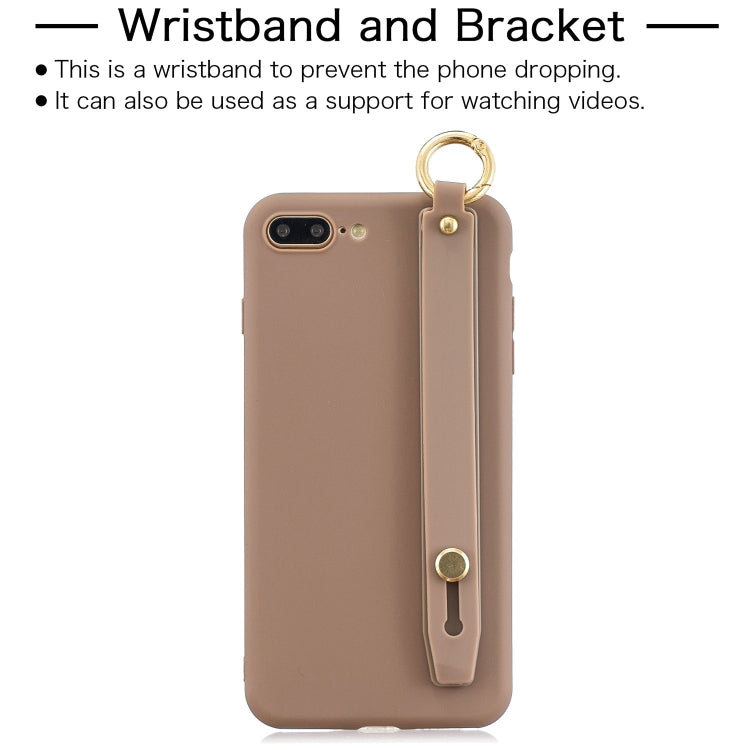 Shockproof Solid Color TPU Case with Wristband For iPhone 8 Plus / 7 Plus