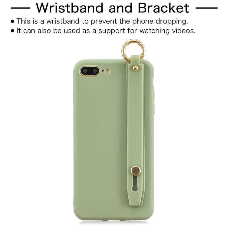 Shockproof Solid Color TPU Case with Wristband For iPhone 8 Plus / 7 Plus