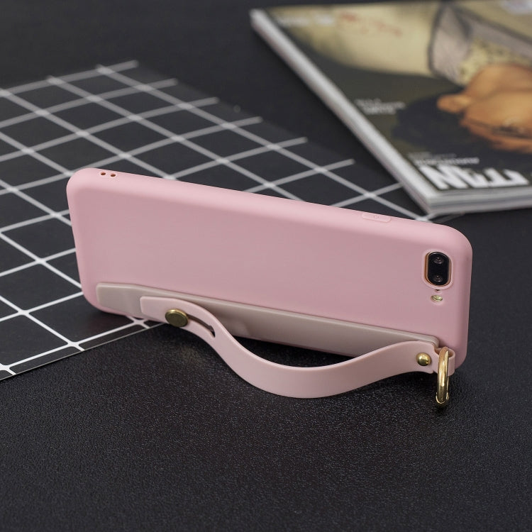 Shockproof Solid Color TPU Case with Wristband For iPhone 8 Plus / 7 Plus