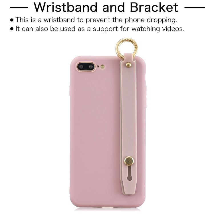 Shockproof Solid Color TPU Case with Wristband For iPhone 8 Plus / 7 Plus