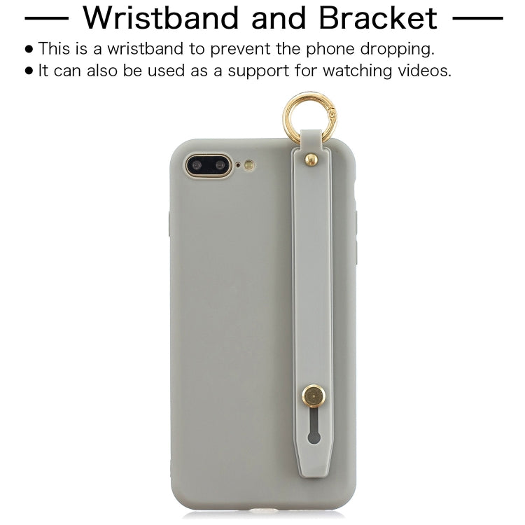 Shockproof Solid Color TPU Case with Wristband For iPhone 8 Plus / 7 Plus