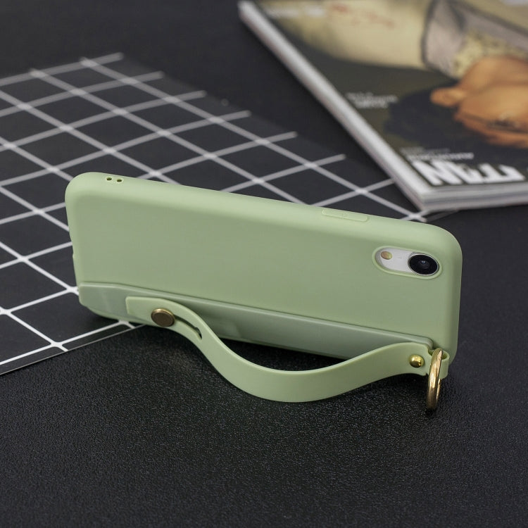 For iPhone XR Shockproof Solid Color TPU Case with Wristband