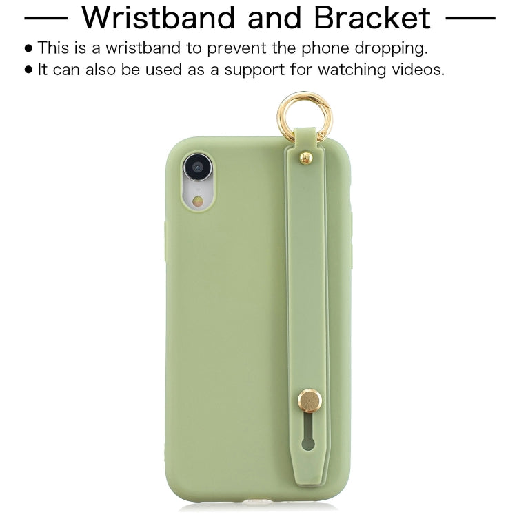 For iPhone XR Shockproof Solid Color TPU Case with Wristband