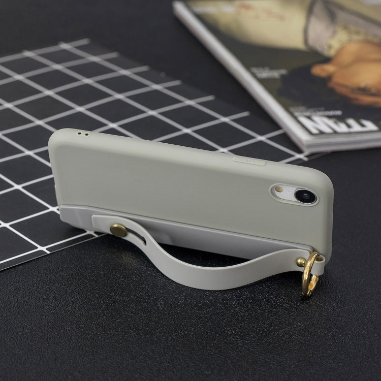 For iPhone XR Shockproof Solid Color TPU Case with Wristband