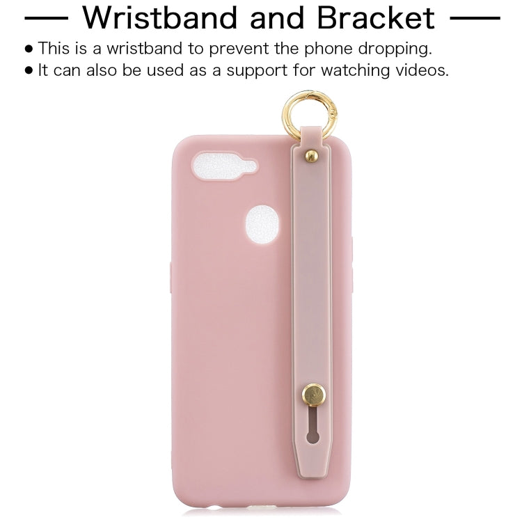 Shockproof Solid Color TPU Case with Wristband For OPPO F9