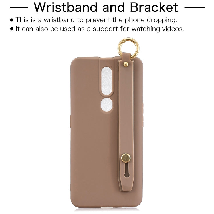 Shockproof Solid Color TPU Case with Wristband For OPPO F11 Pro