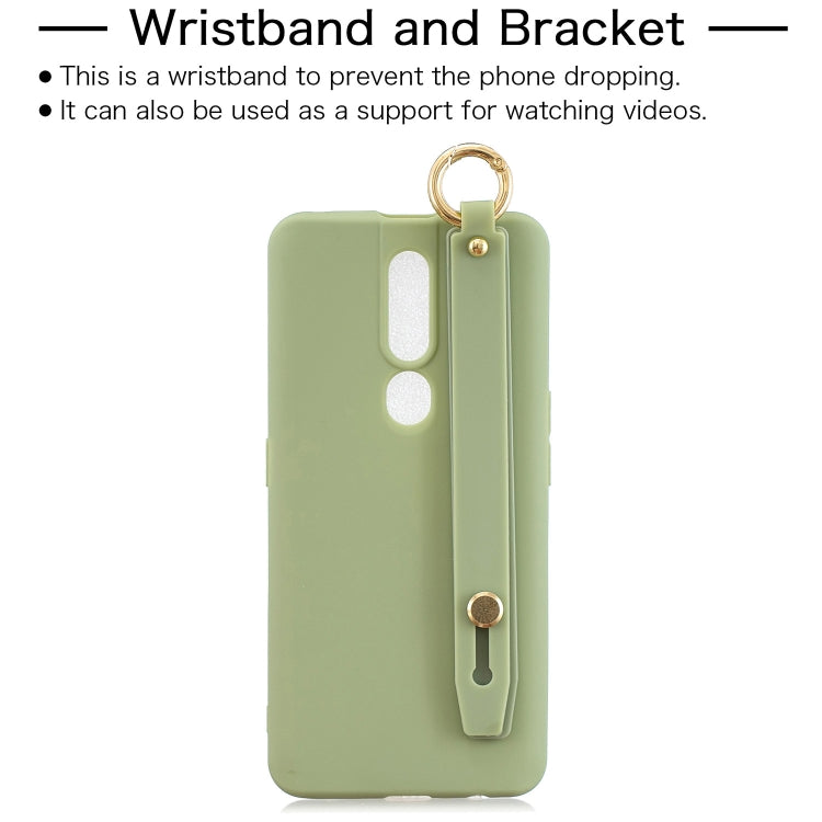 Shockproof Solid Color TPU Case with Wristband For OPPO F11 Pro