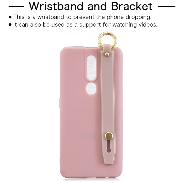 Shockproof Solid Color TPU Case with Wristband For OPPO F11 Pro